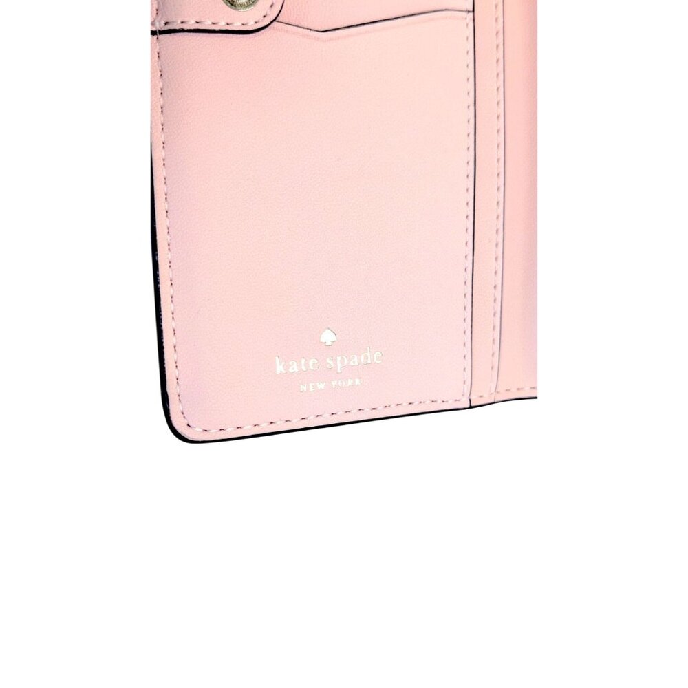 Kate Spade New York Long Wallet Bifold Saffiano Leather Pink Pastel Gold Tone - Picture 5 of 12